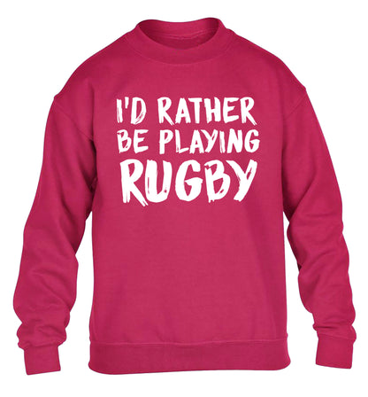 I'd rather be playing rugby children's pink sweater 12-13 Years