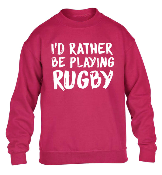 I'd rather be playing rugby children's pink sweater 12-13 Years