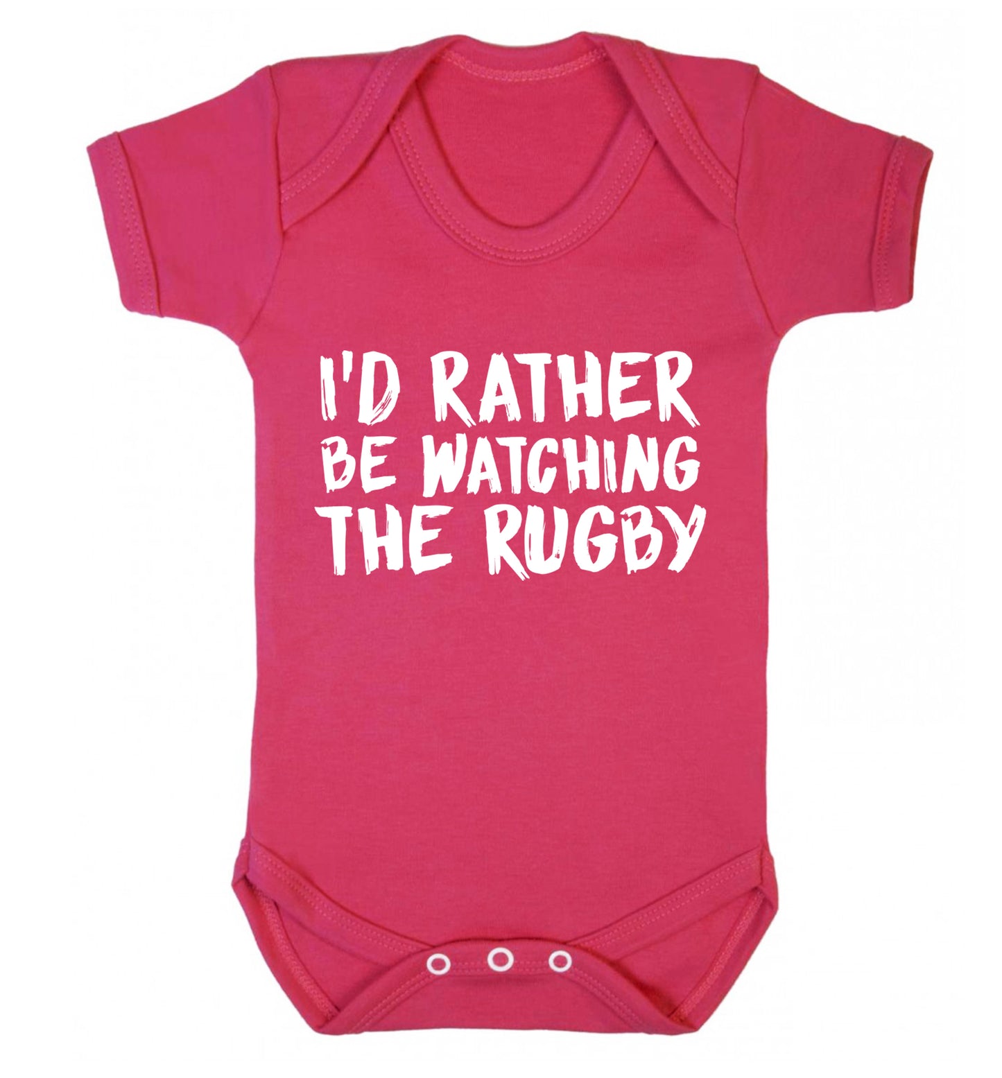 I'd rather be watching the rugby Baby Vest dark pink 18-24 months