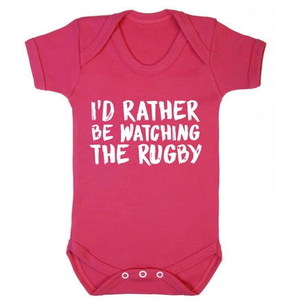 I'd rather be watching the rugby Baby Vest dark pink 18-24 months