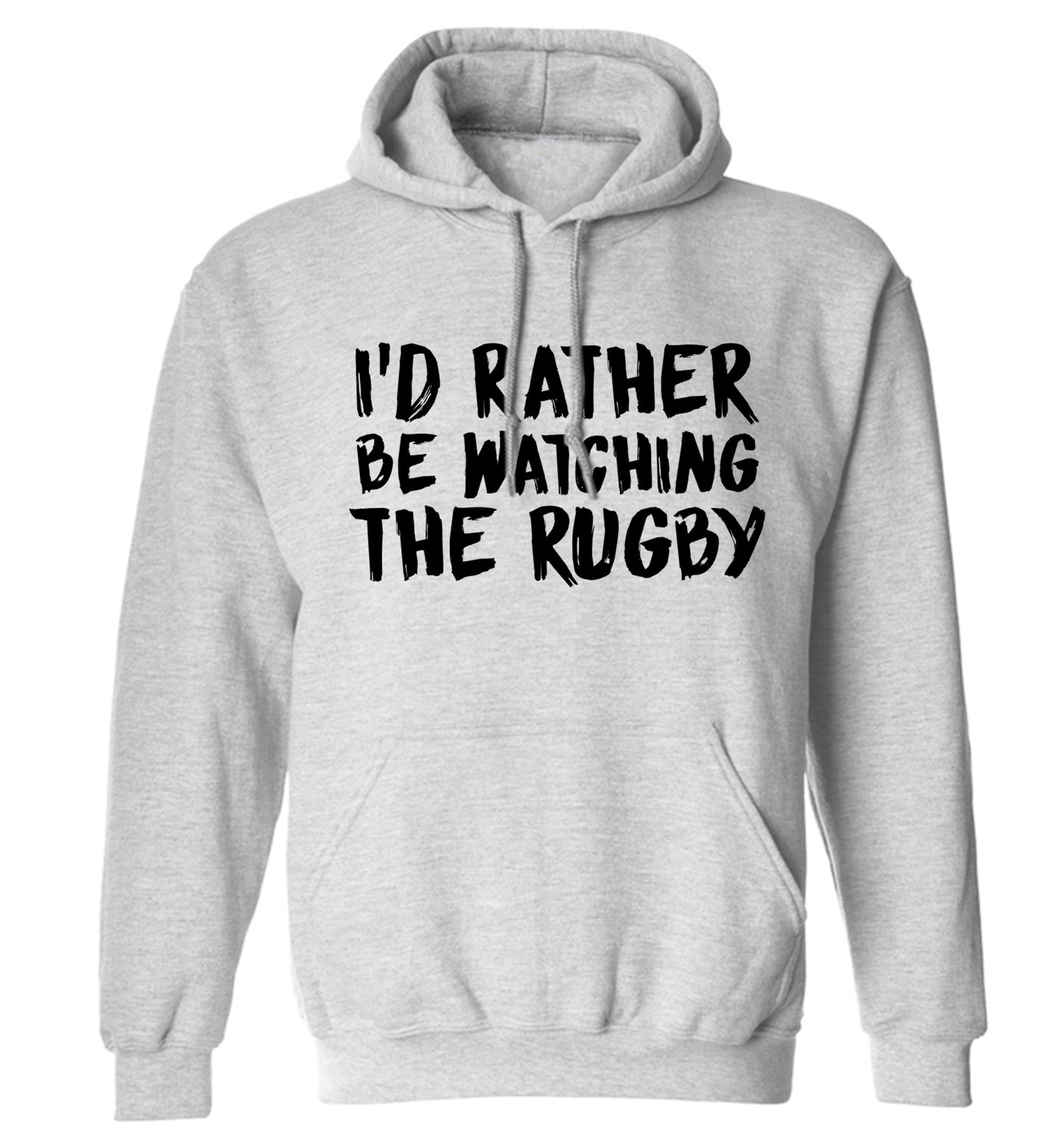 I'd rather be watching the rugby adults unisex grey hoodie 2XL