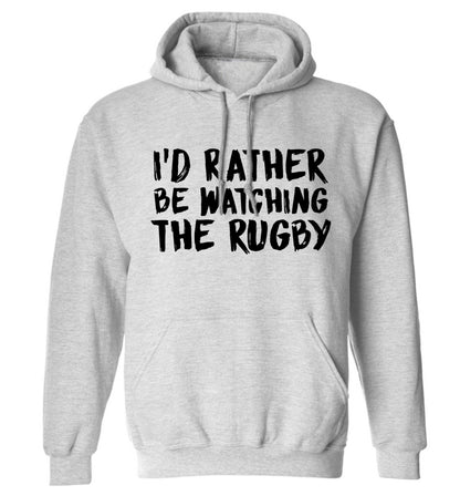 I'd rather be watching the rugby adults unisex grey hoodie 2XL