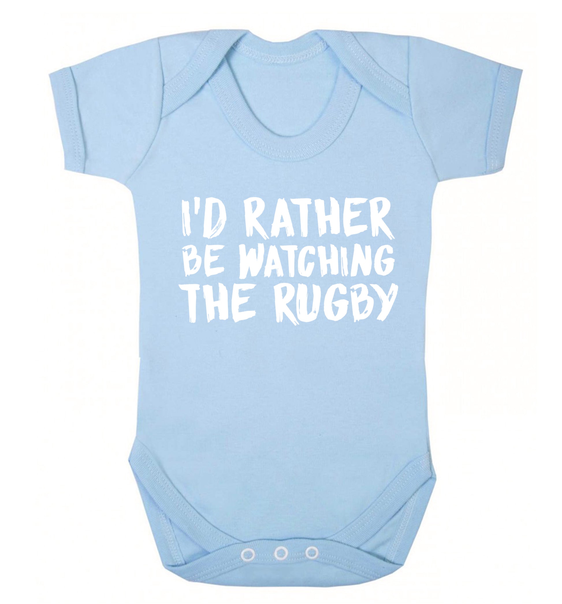 I'd rather be watching the rugby Baby Vest pale blue 18-24 months