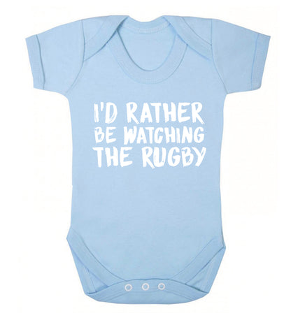 I'd rather be watching the rugby Baby Vest pale blue 18-24 months