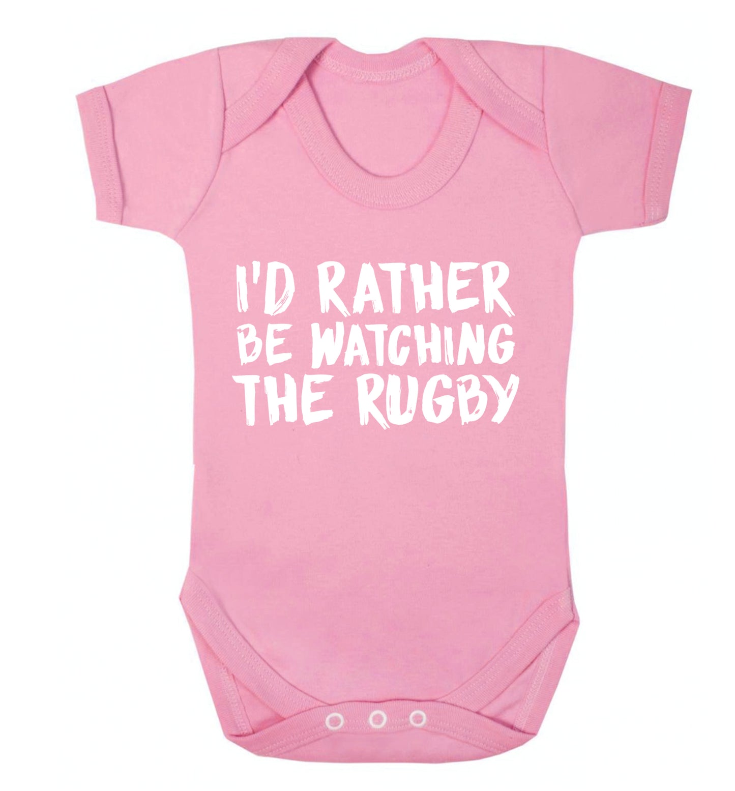 I'd rather be watching the rugby Baby Vest pale pink 18-24 months