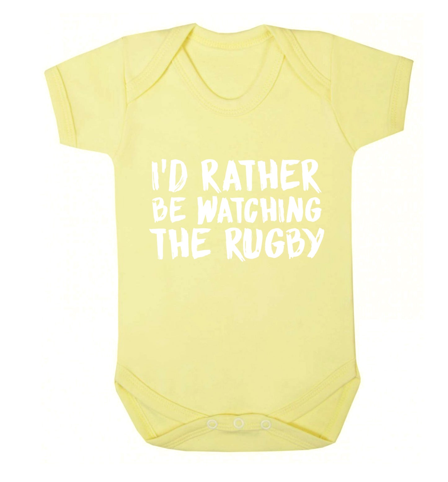 I'd rather be watching the rugby Baby Vest pale yellow 18-24 months