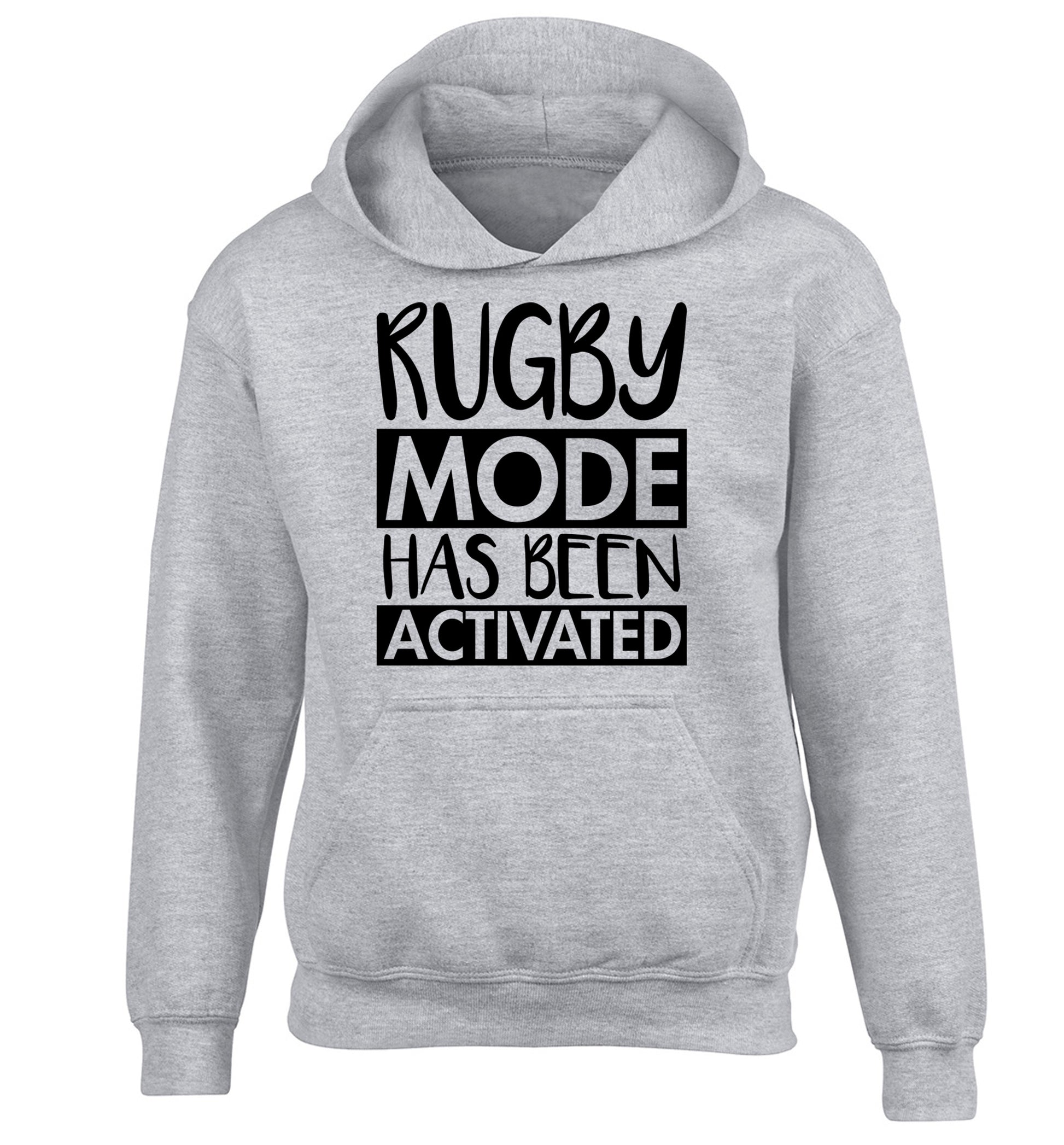 Rugby mode activated children's grey hoodie 12-13 Years