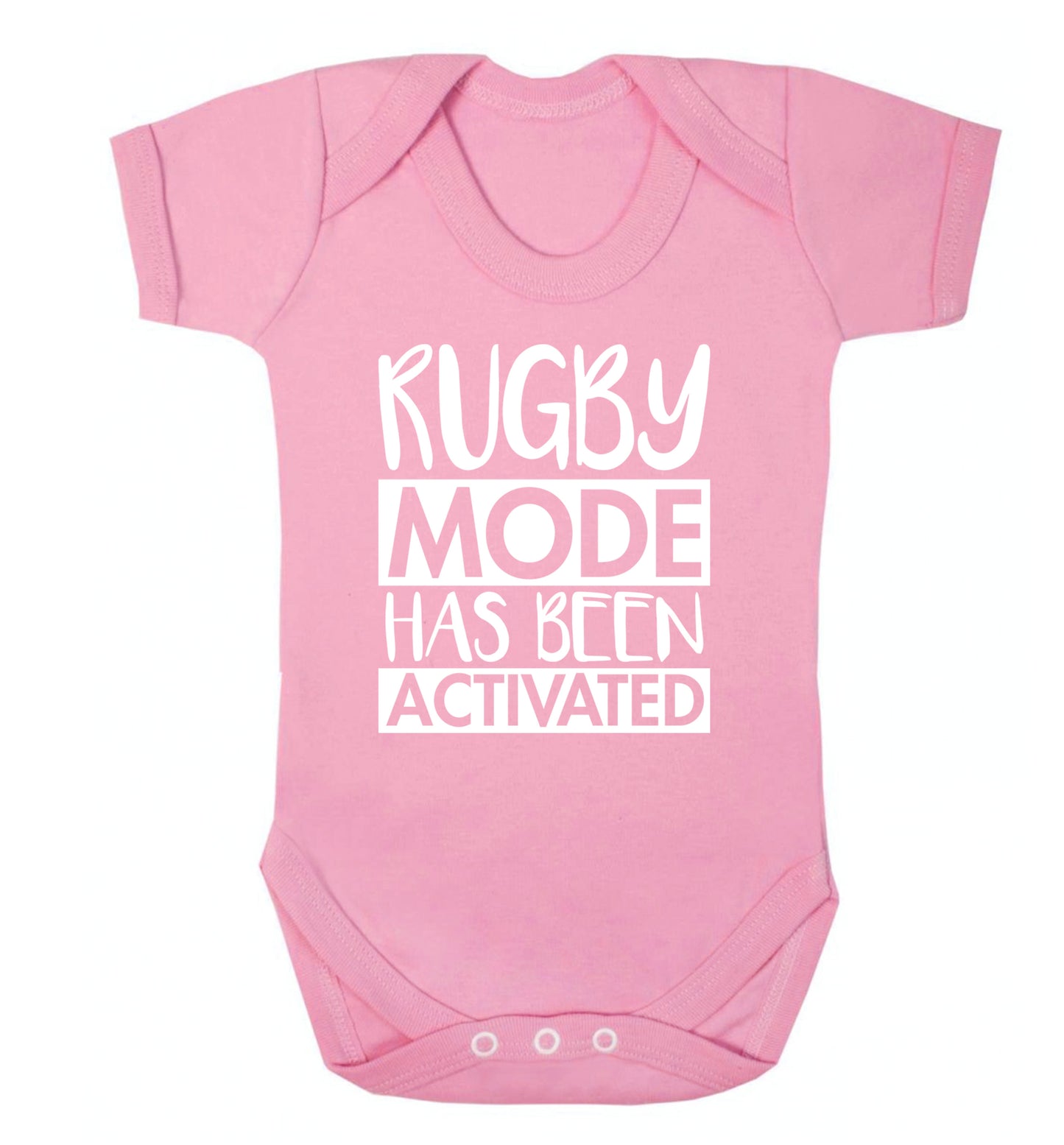 Rugby mode activated Baby Vest pale pink 18-24 months