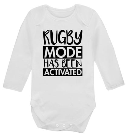 Rugby mode activated Baby Vest long sleeved white 6-12 months