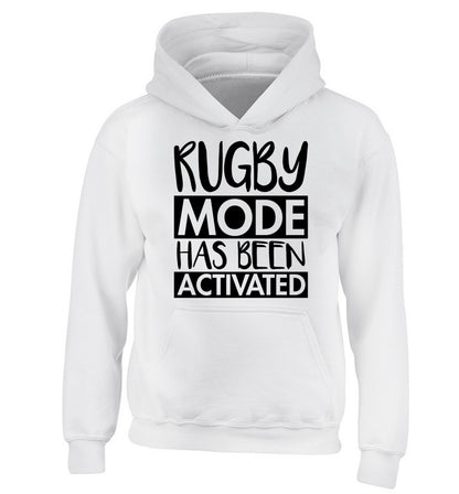 Rugby mode activated children's white hoodie 12-13 Years