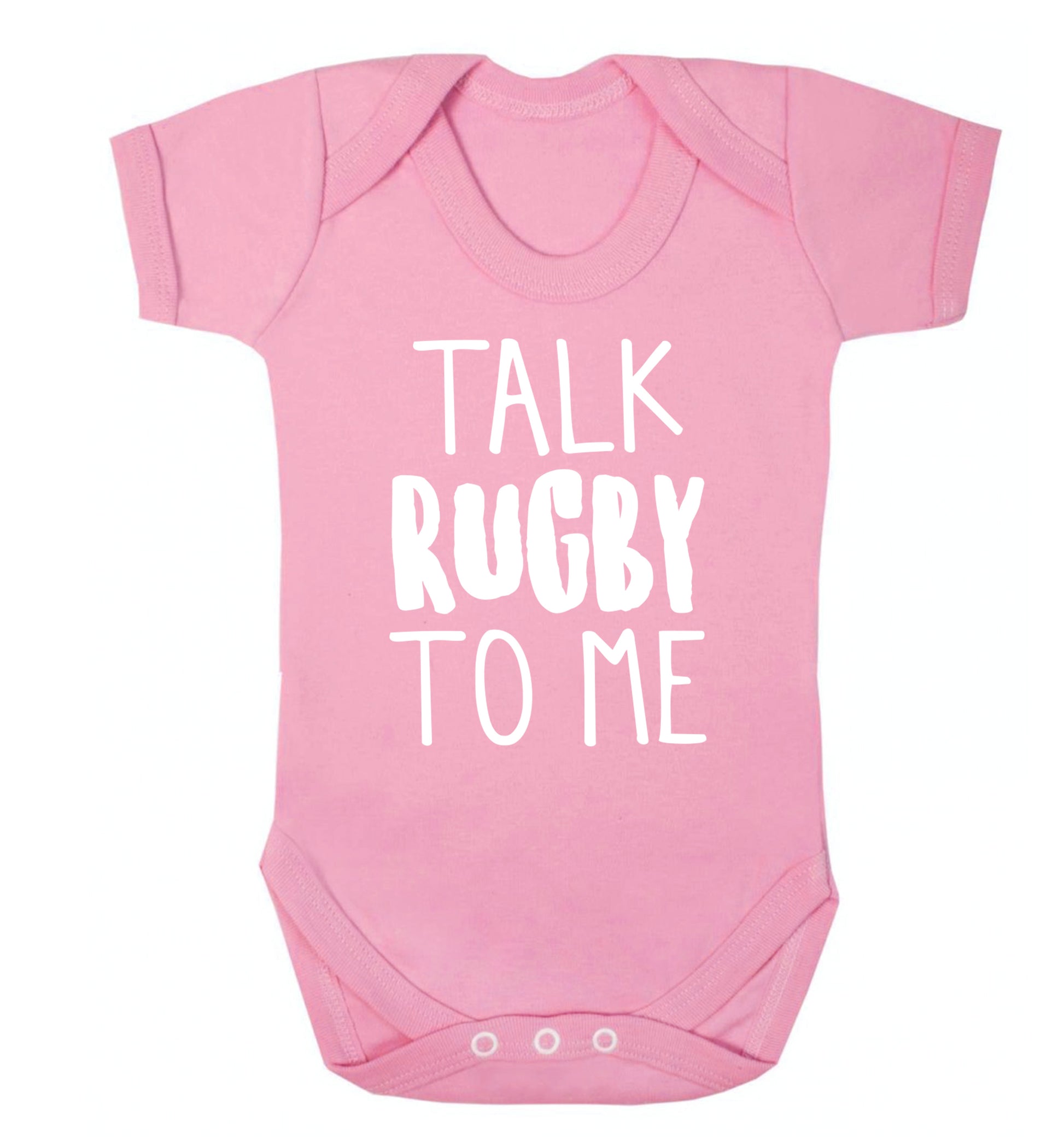 Talk rugby to me Baby Vest pale pink 18-24 months