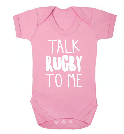 Talk rugby to me Baby Vest pale pink 18-24 months