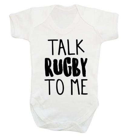 Talk rugby to me Baby Vest white 18-24 months