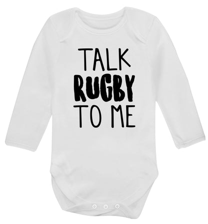 Talk rugby to me Baby Vest long sleeved white 6-12 months