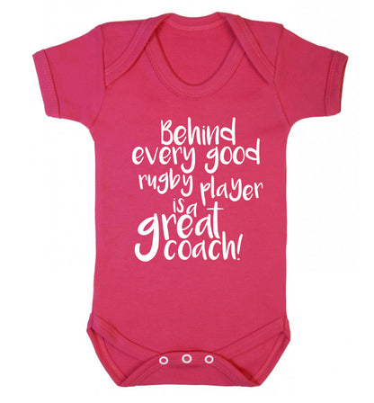Behind every goor rugby player is a great coach Baby Vest dark pink 18-24 months