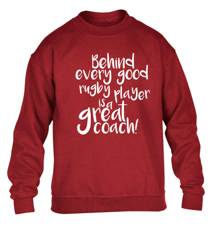 Behind every goor rugby player is a great coach children's grey sweater 12-13 Years