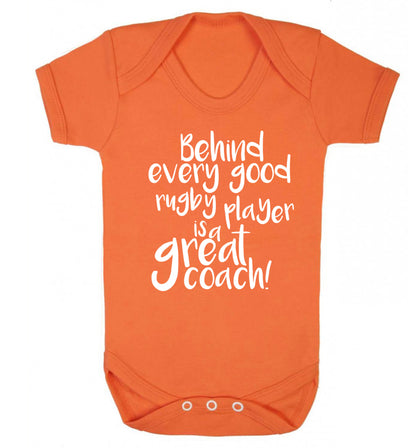 Behind every goor rugby player is a great coach Baby Vest orange 18-24 months