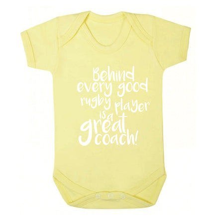 Behind every goor rugby player is a great coach Baby Vest pale yellow 18-24 months