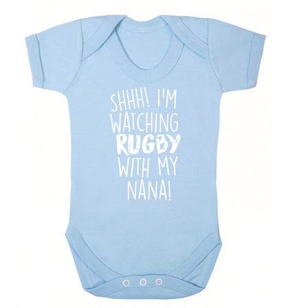 Shh I'm watching rugby with my nana Baby Vest pale blue 18-24 months