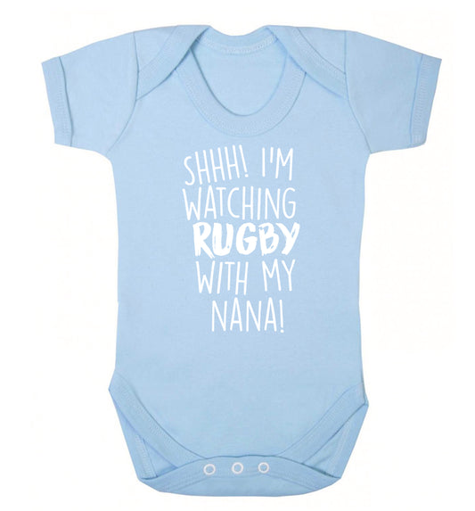 Shh I'm watching rugby with my nana Baby Vest pale blue 18-24 months