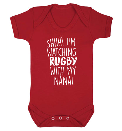 Shh I'm watching rugby with my nana Baby Vest red 18-24 months