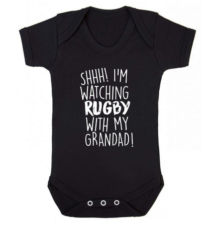Shh I'm watching rugby with my grandad Baby Vest black 18-24 months