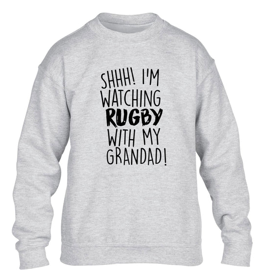 Shh I'm watching rugby with my grandad children's grey sweater 12-13 Years