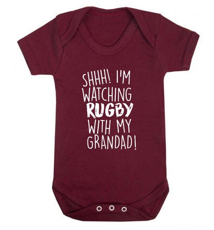 Shh I'm watching rugby with my grandad Baby Vest maroon 18-24 months