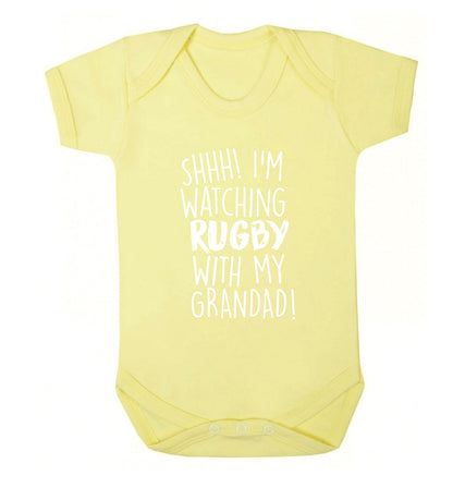Shh I'm watching rugby with my grandad Baby Vest pale yellow 18-24 months