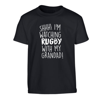 Shh I'm watching rugby with my grandaughter Children's black Tshirt 12-13 Years