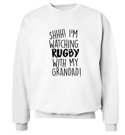 Shh I'm watching rugby with my grandaughter Adult's unisex white Sweater 2XL