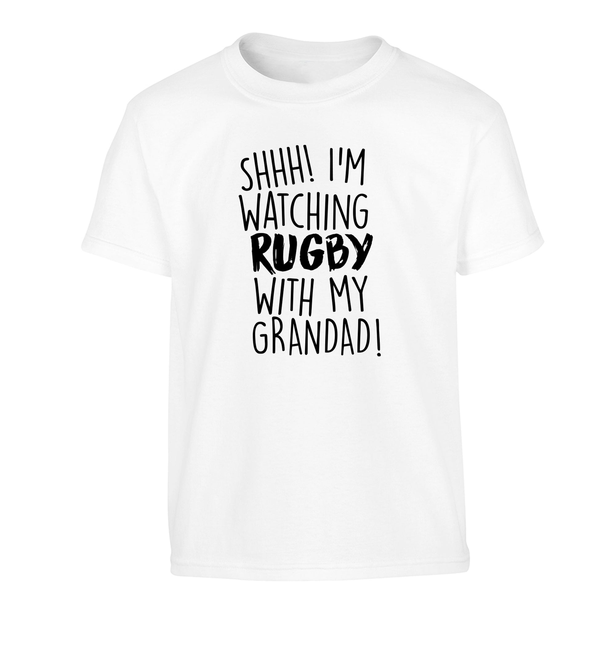 Shh I'm watching rugby with my grandaughter Children's white Tshirt 12-13 Years
