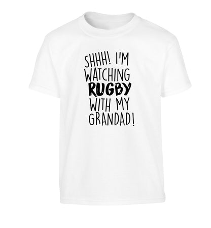 Shh I'm watching rugby with my grandaughter Children's white Tshirt 12-13 Years