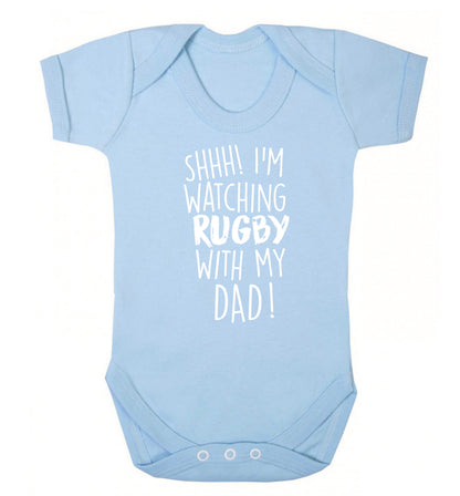 Shh... I'm watching rugby with my dad Baby Vest pale blue 18-24 months