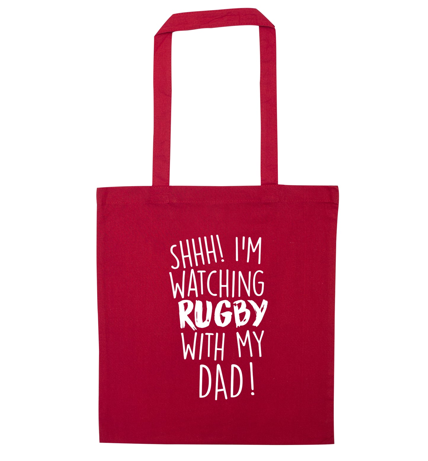 Shh... I'm watching rugby with my dad red tote bag