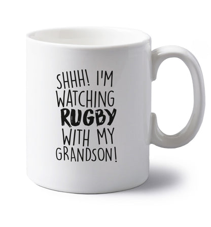 Shh... I'm watching rugby with my dad left handed white ceramic mug 