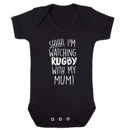 Shh... I'm watching rugby with my mum Baby Vest black 18-24 months