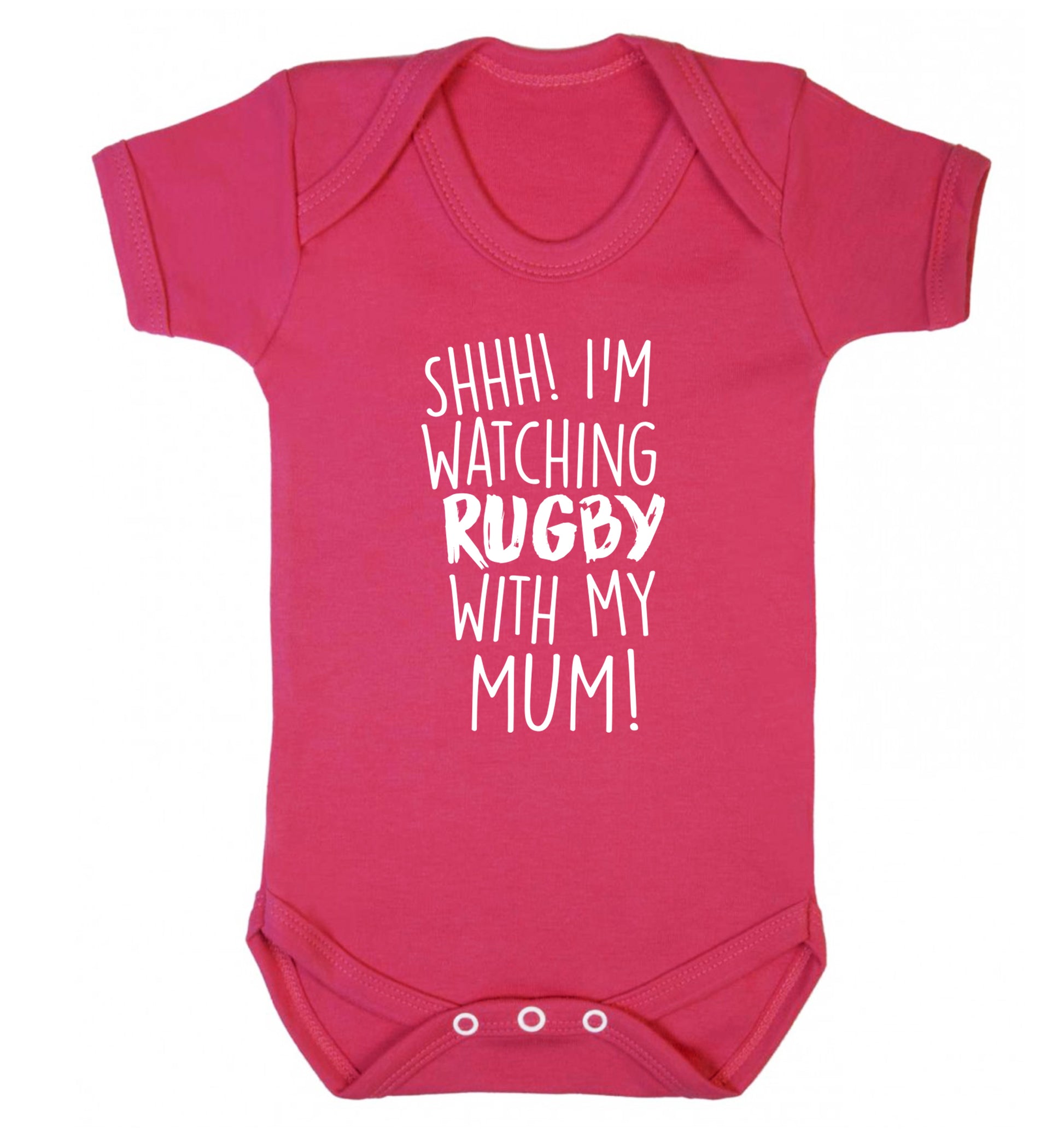 Shh... I'm watching rugby with my mum Baby Vest dark pink 18-24 months