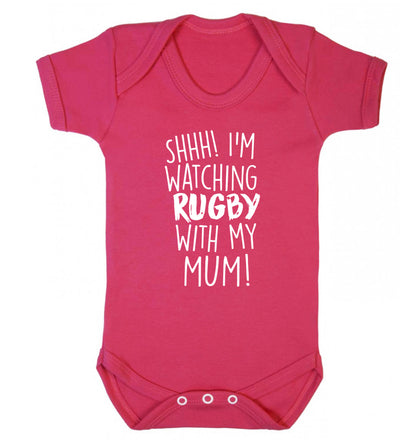 Shh... I'm watching rugby with my mum Baby Vest dark pink 18-24 months