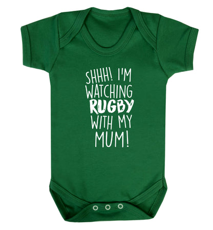 Shh... I'm watching rugby with my mum Baby Vest green 18-24 months