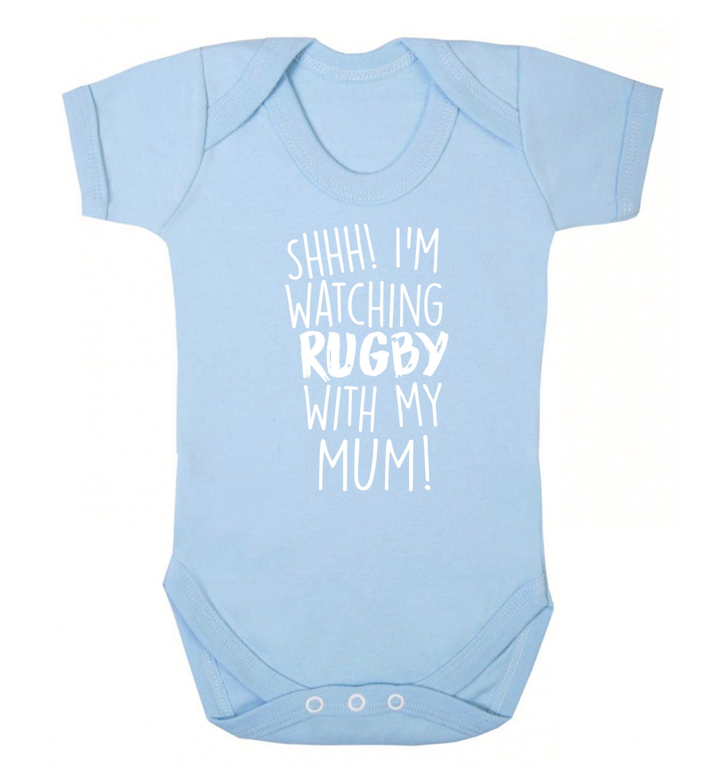 Shh... I'm watching rugby with my mum Baby Vest pale blue 18-24 months