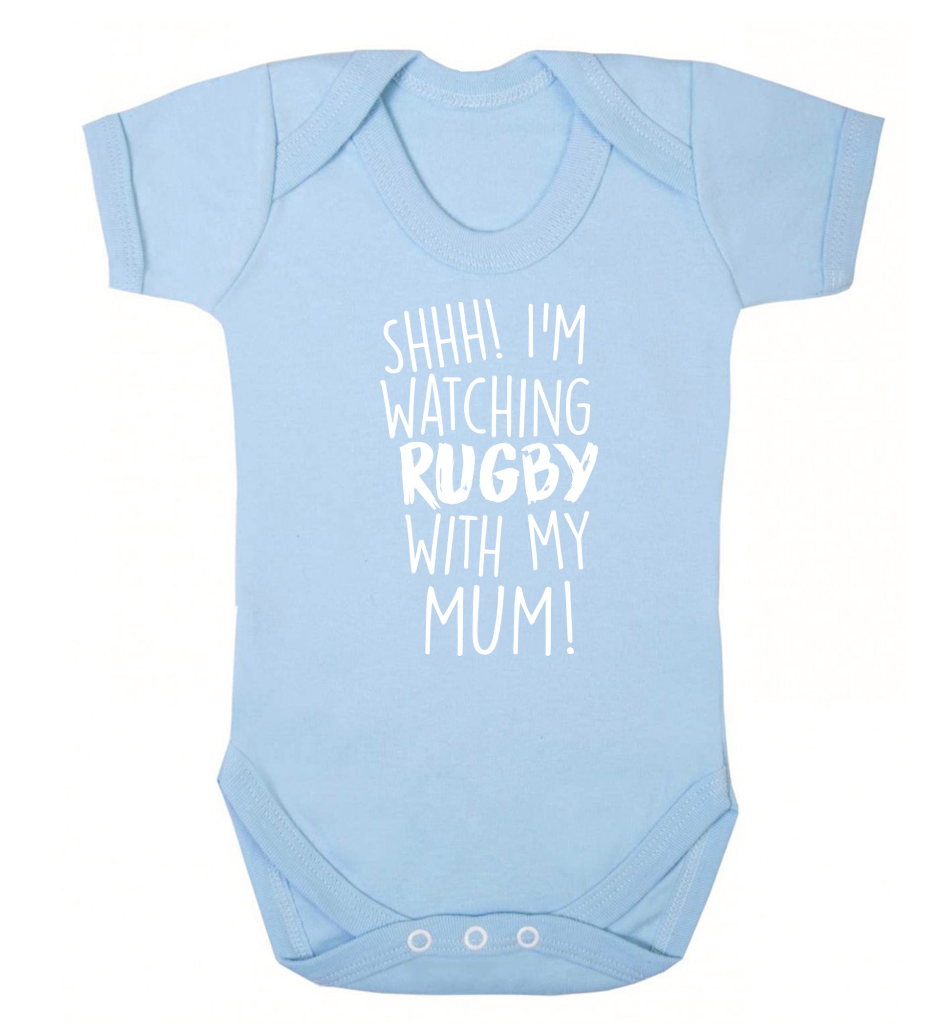 Shh... I'm watching rugby with my mum Baby Vest pale blue 18-24 months