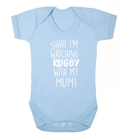 Shh... I'm watching rugby with my mum Baby Vest pale blue 18-24 months