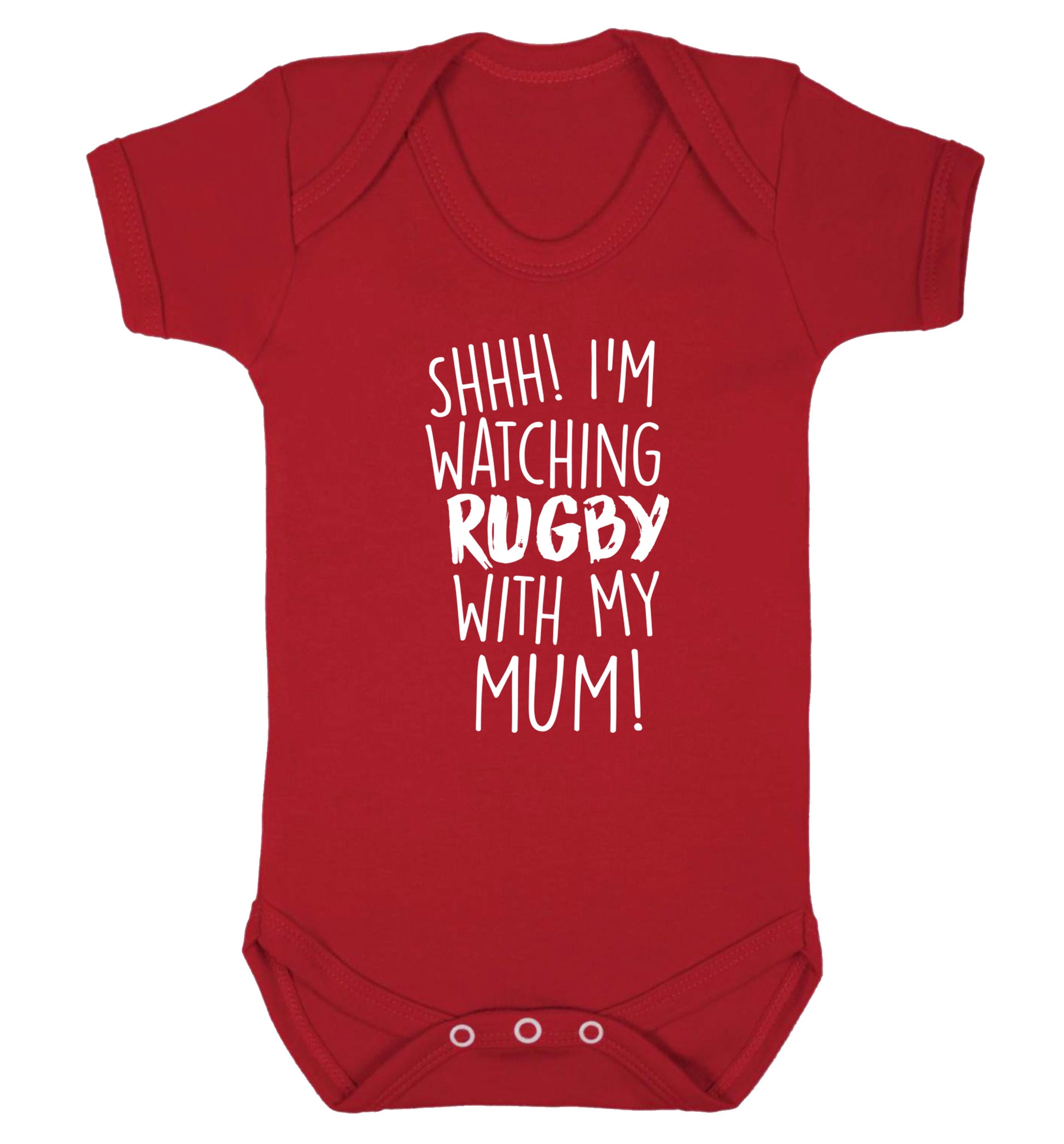 Shh... I'm watching rugby with my mum Baby Vest red 18-24 months