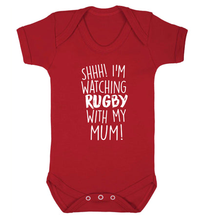 Shh... I'm watching rugby with my mum Baby Vest red 18-24 months