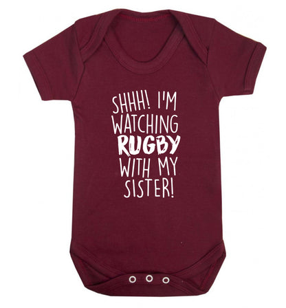 Shh... I'm watching rugby with my sister Baby Vest maroon 18-24 months