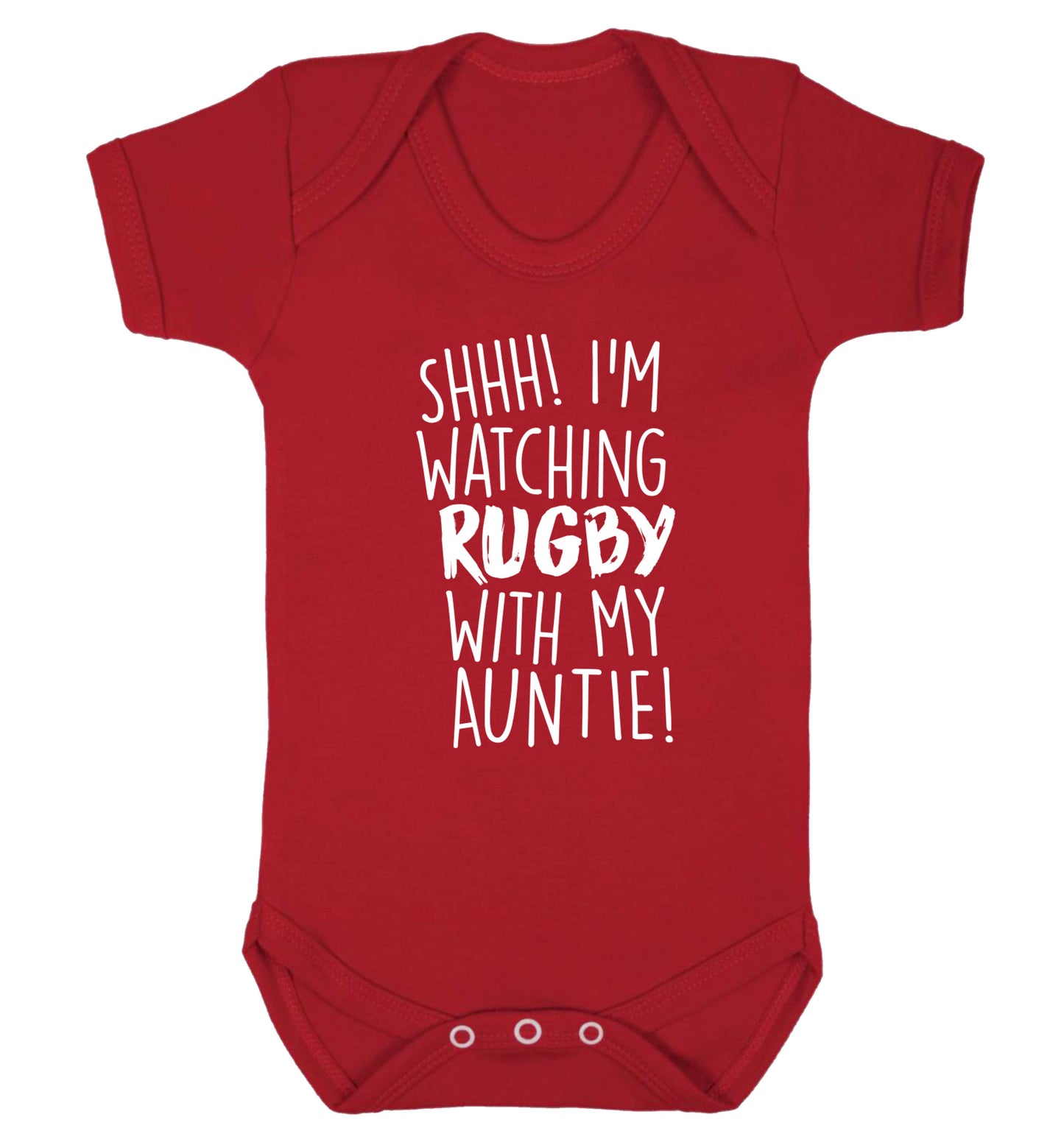Shhh I'm watchin rugby with my auntie Baby Vest red 18-24 months