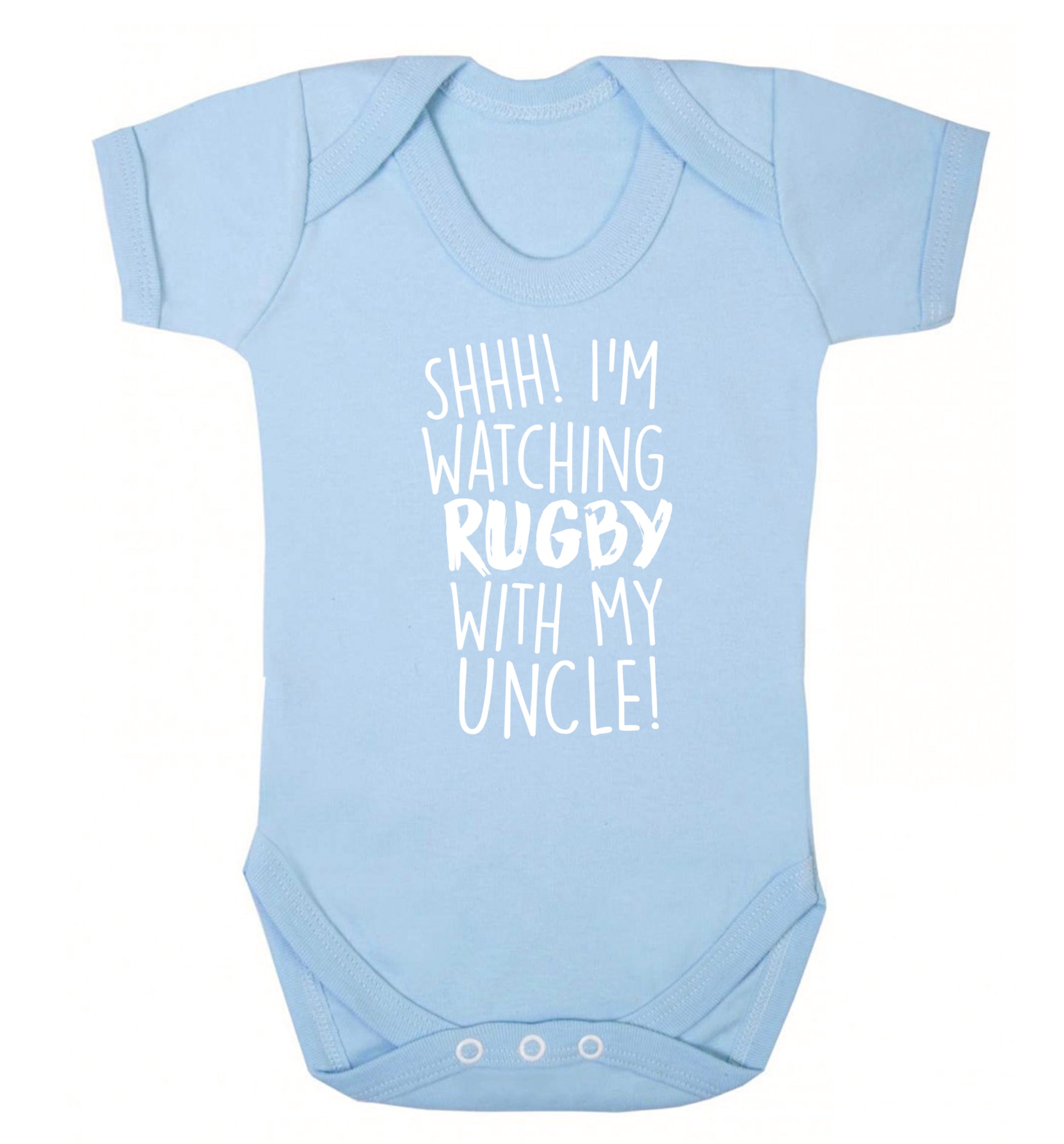 Shh.. I'm watching rugby with my uncle Baby Vest pale blue 18-24 months