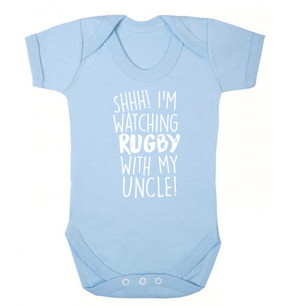 Shh.. I'm watching rugby with my uncle Baby Vest pale blue 18-24 months