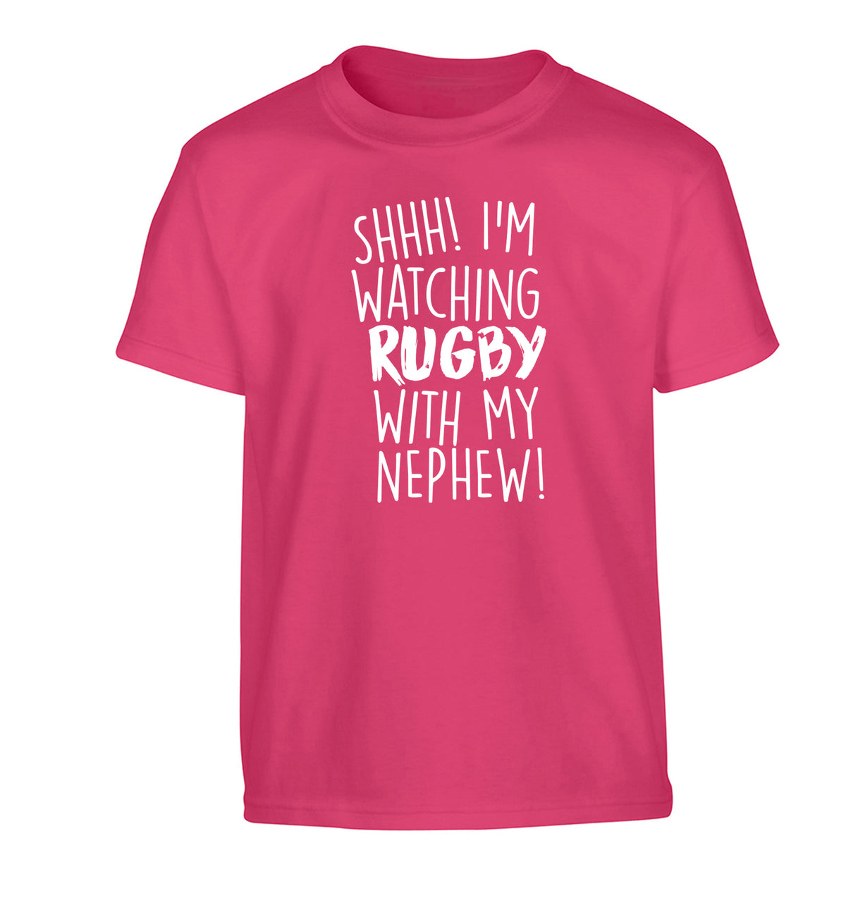 Shh.. I'm watching rugby with my nephew Children's pink Tshirt 12-13 Years